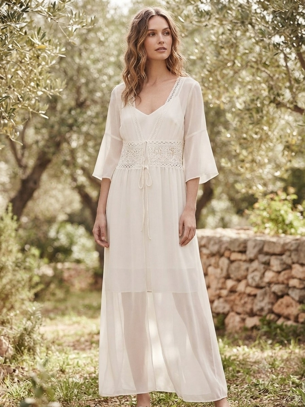 Bishop + Young Ivory White  2-Piece Etheral Romance Dress Set